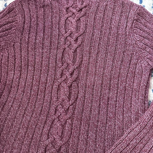 L.L. Bean mock turtleneck fisherman / cable knit sweater - Picture 3 of 5